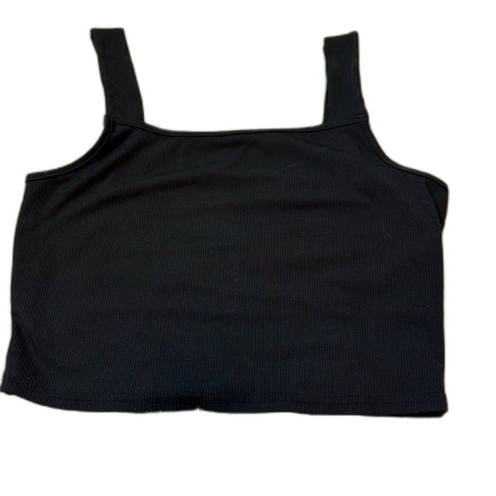 Chic Black Ribbed Women's Tank Crop Top